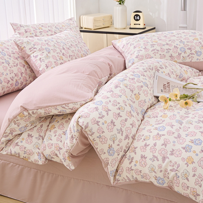 91家纺网 家纺一手货源 找家纺 蕾诺家纺 2025新款直播新款A类有氧提花云纱棉圆角吊边工艺四件套学生三件套 梦幻巴黎