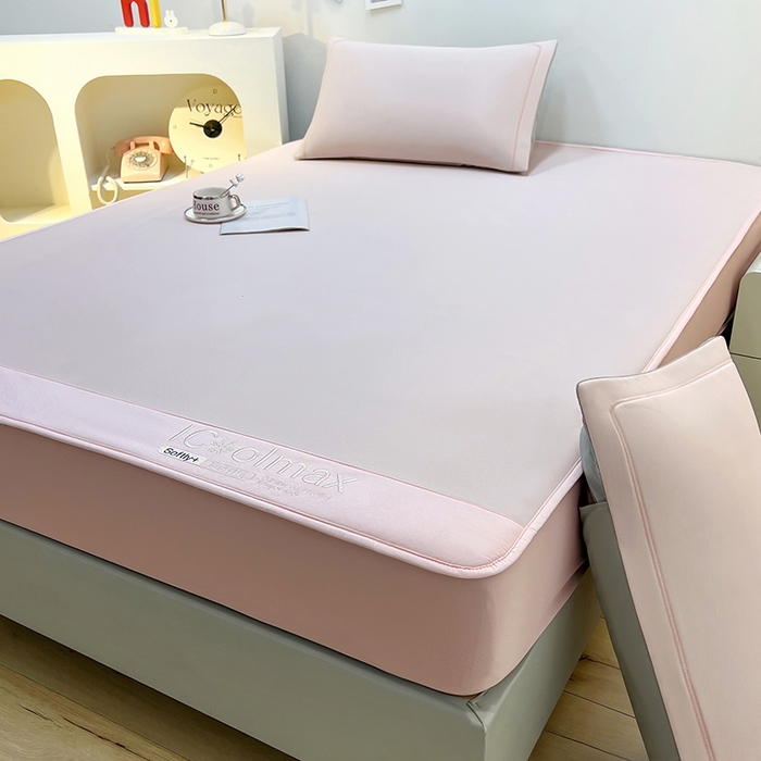 91家纺网 家纺一手货源 找家纺 全季家居 2025新款5A抗菌ICE系列凉感冰丝席 淡粉 床笠款