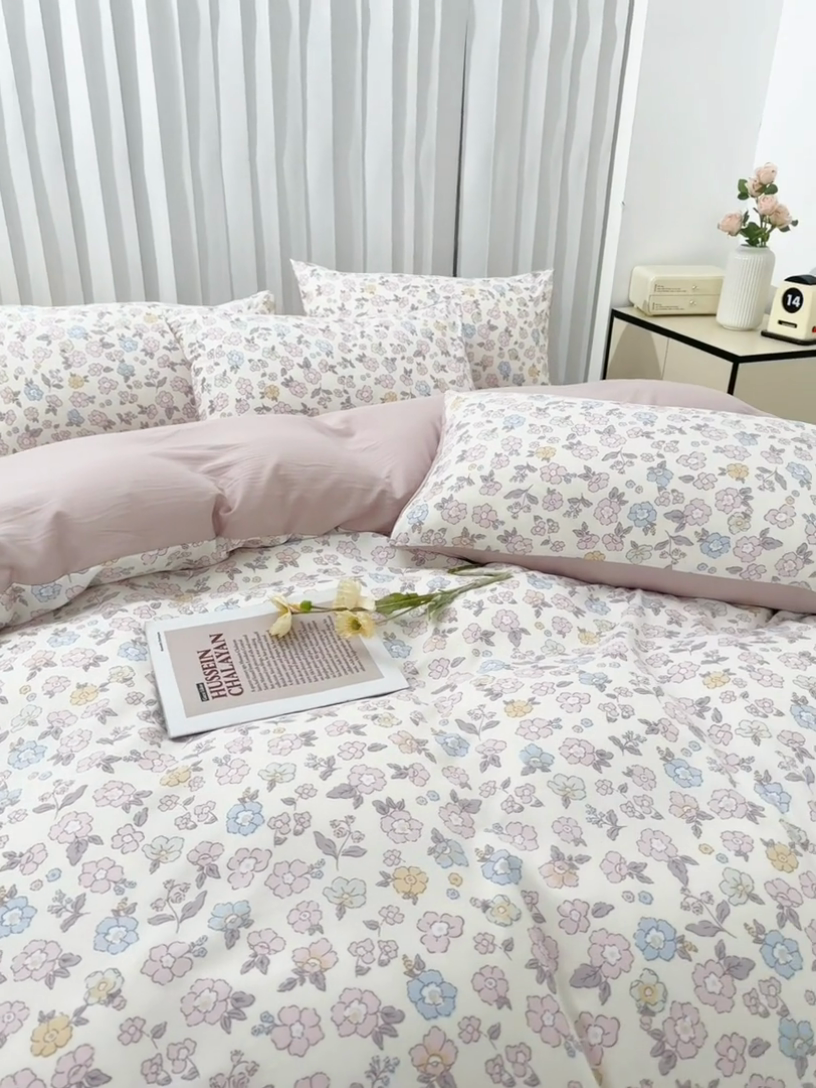 91家纺网 家纺一手货源 找家纺 蕾诺家纺 2025新款直播新款A类有氧提花云纱棉圆角吊边工艺四件套学生三件套 兰亭