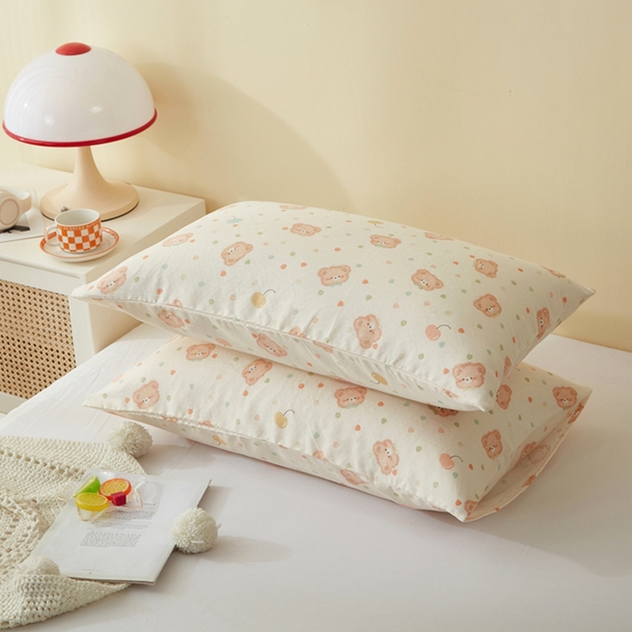 91家纺网 家纺一手货源 找家纺 2025款A类母婴级全棉双层纱枕套_4032 仔仔熊