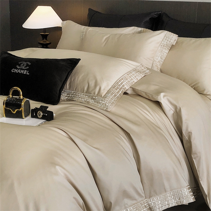 91家纺网 家纺一手货源 找家纺 保罗圣迪奥 2025新款简约款全棉长绒棉四件套—星阑 星阑-香槟金