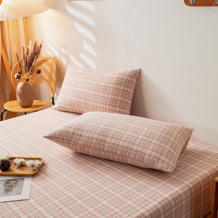 91家纺网 家纺一手货源 找家纺 2025新款A类色织水洗棉单被套 凯利咖