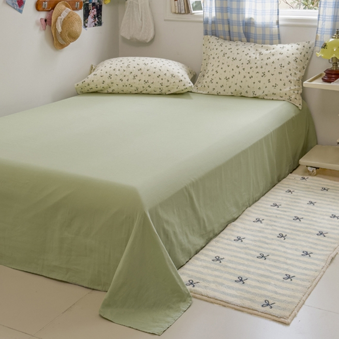 91家纺网 家纺一手货源 找家纺 塔塔家居  2025新款全棉纯棉双层纱床单床笠单品 晨露