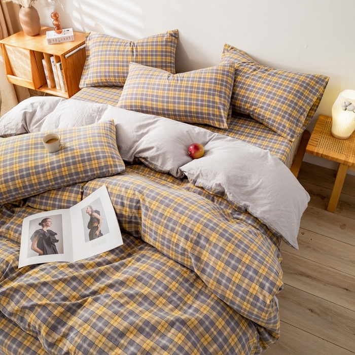 91家纺网 家纺一手货源 找家纺 2025新款A类色织水洗棉单被套 芳华灰