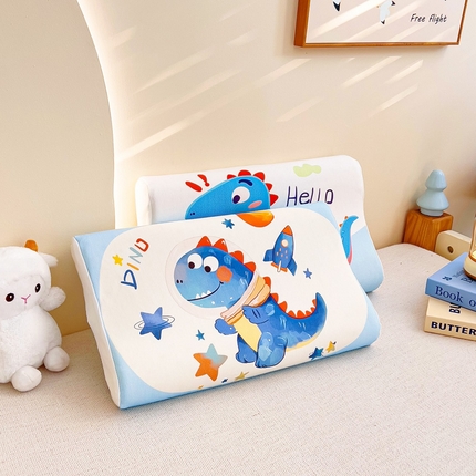 91家纺网 家纺一手货源 找家纺 梵赫 2025新款全棉A类儿童针织棉记忆枕（可拆卸） 太空恐龙 单枕套