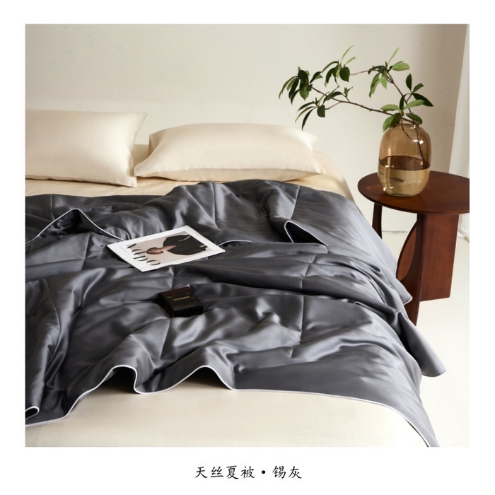 91家纺网 家纺一手货源 找家纺 朵美 2025新款60支天丝纯色夏被被子被芯 锡灰