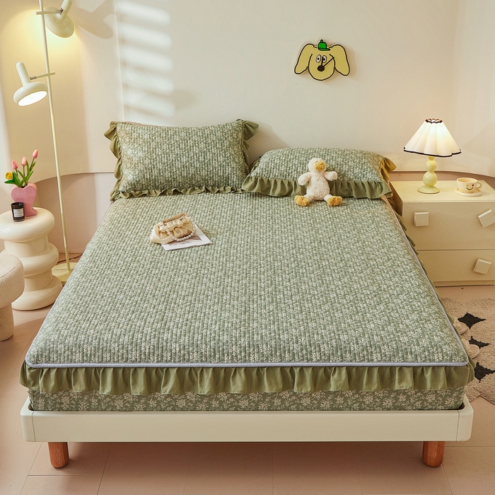 91家纺网 家纺一手货源 找家纺 （总）爱思凯家纺 2025新款花边-泡泡棉夹棉床笠