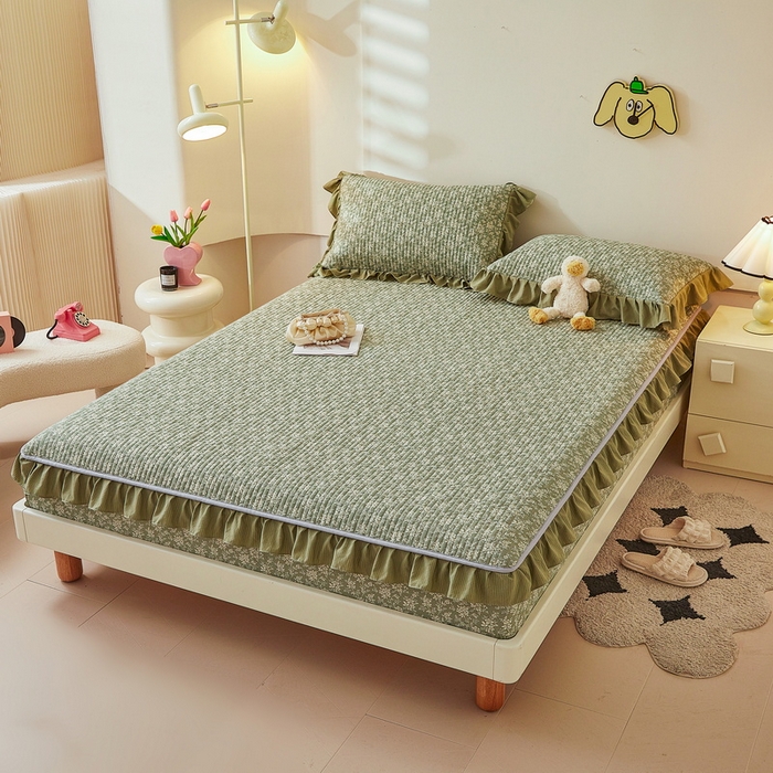 91家纺网 家纺一手货源 找家纺 （总）爱思凯家纺 2025新款花边-泡泡棉夹棉床笠