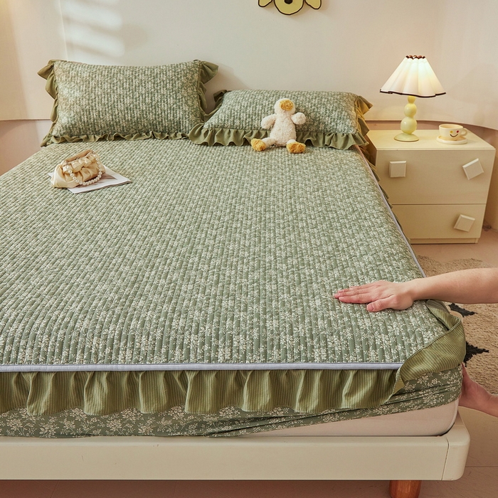 91家纺网 家纺一手货源 找家纺 （总）爱思凯家纺 2025新款花边-泡泡棉夹棉床笠