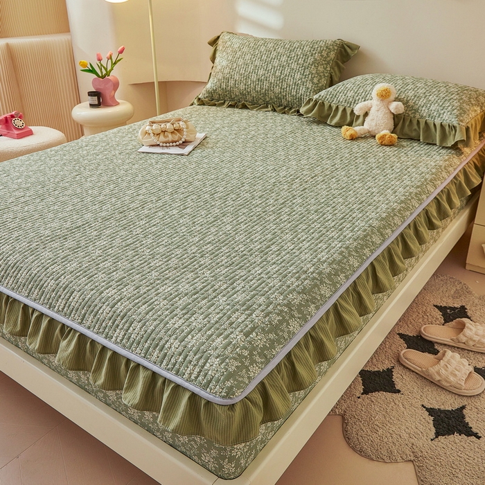 91家纺网 家纺一手货源 找家纺 （总）爱思凯家纺 2025新款花边-泡泡棉夹棉床笠