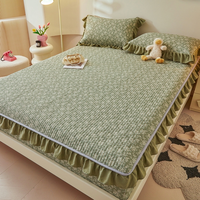 91家纺网 家纺一手货源 找家纺 （总）爱思凯家纺 2025新款花边-泡泡棉夹棉床笠