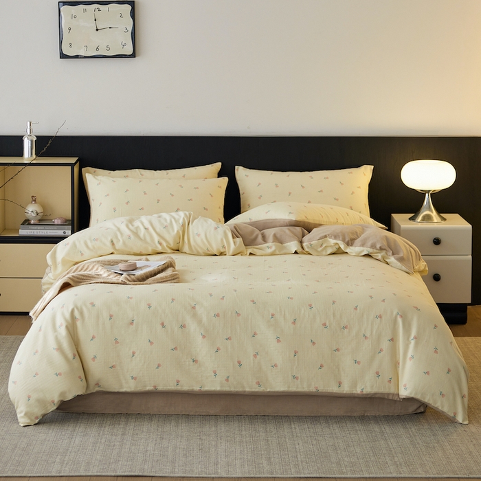 千朵森 2025新款高品质ins风A类全棉纯棉双层纱四件套（泽塔斯） 泽塔斯-夕颜