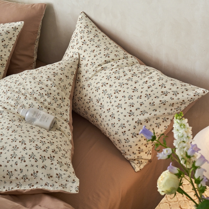 91家纺网 家纺一手货源 找家纺 千朵森 2025新款高品质ins风A类全棉纯棉双层纱四件套（泽塔斯） 泽塔斯-茶花