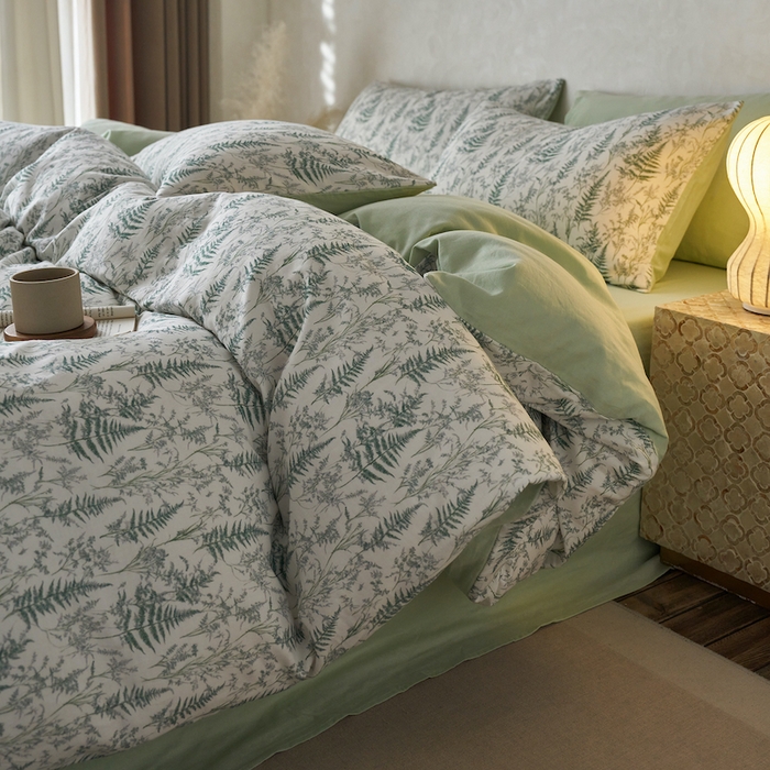 91家纺网 家纺一手货源 找家纺 千朵森 2025新款高品质ins风A类全棉纯棉双层纱四件套（泽塔斯） 泽塔斯-花涧