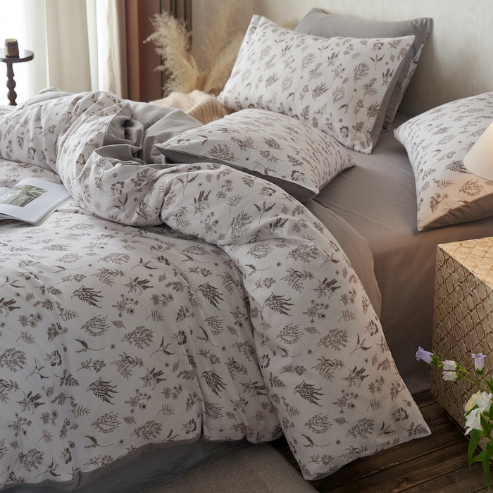 91家纺网 家纺一手货源 找家纺 千朵森 2025新款高品质ins风A类全棉纯棉双层纱四件套（泽塔斯） 泽塔斯-山野