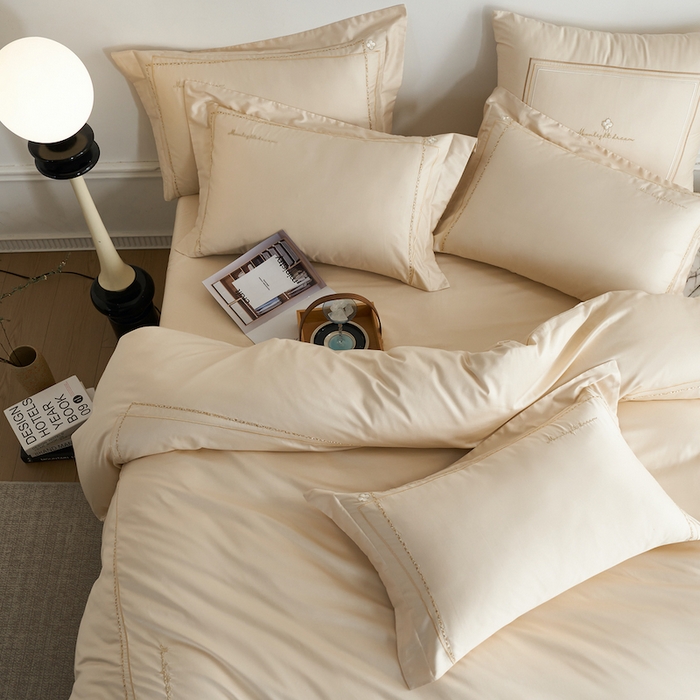 91家纺网 家纺一手货源 找家纺 千朵森 2025新款长绒棉纯棉大版刺绣四件套（那拉提） 那拉提-奶茶