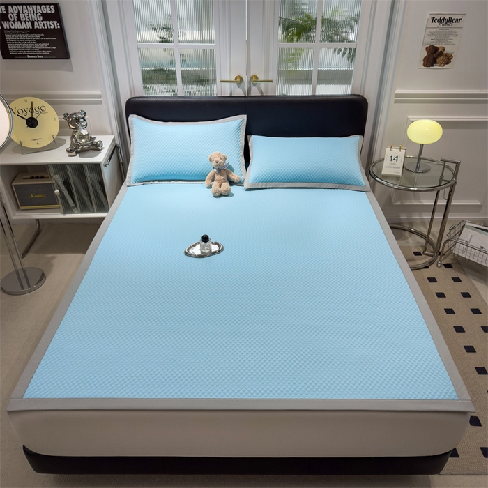 91家纺网 家纺一手货源 找家纺 乐家欣 2025新款凉豆豆床席款凉席席子 凉豆豆-清水蓝（床席款）