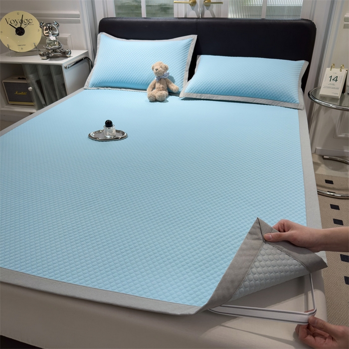 91家纺网 家纺一手货源 找家纺 乐家欣 2025新款凉豆豆床席款凉席席子 凉豆豆-清水蓝（床席款）