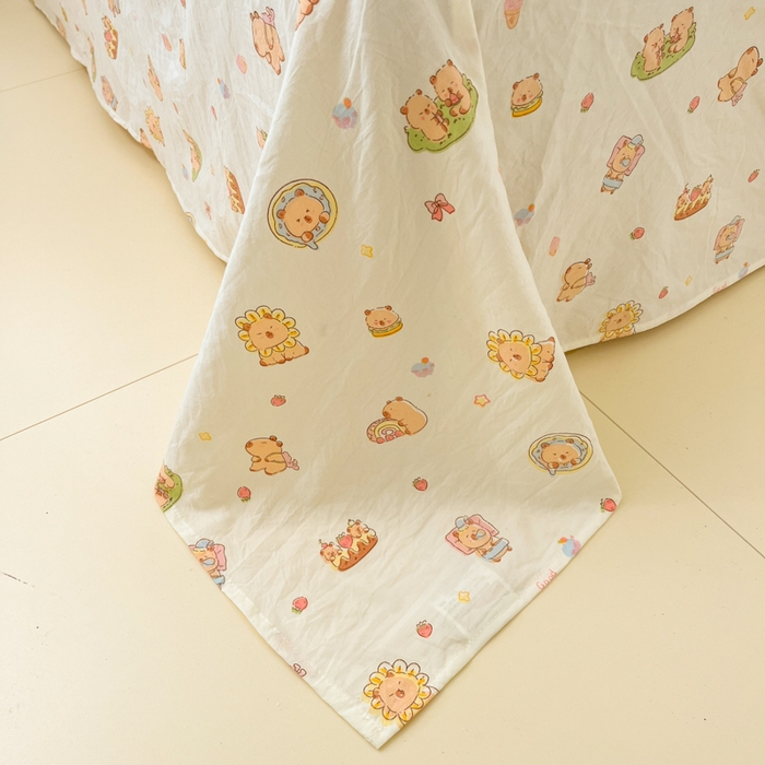 91家纺网 家纺一手货源 找家纺 罗亿家纺 2025新款110g高克重云朵棉直播热款毛巾绣四件套(场景二）提供买家秀 卡皮巴拉