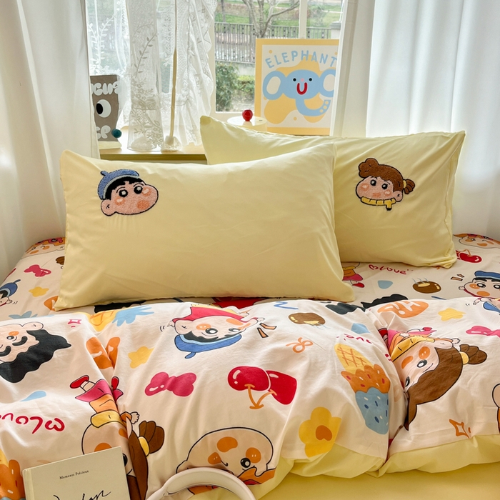 91家纺网 家纺一手货源 找家纺 罗亿家纺 2025新款110g高克重云朵棉直播热款毛巾绣四件套(场景二）提供买家秀 小新的爱情