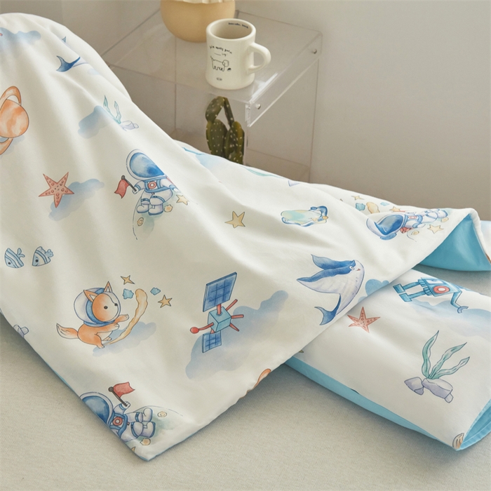 91家纺网 家纺一手货源 找家纺 艾佳宝贝 2025A类儿童全棉多功能单被套可拆式夏被四季被子 太空飞行