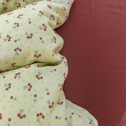 塔塔家居  2025新款全棉纯棉双层纱被套单品单被套被套单件 小樱桃