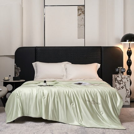 鸣升家纺 2025新款新款A类冰蓝丝凉感夏被填充蚕蛹蛋白夏凉被空调被 私语-果绿色