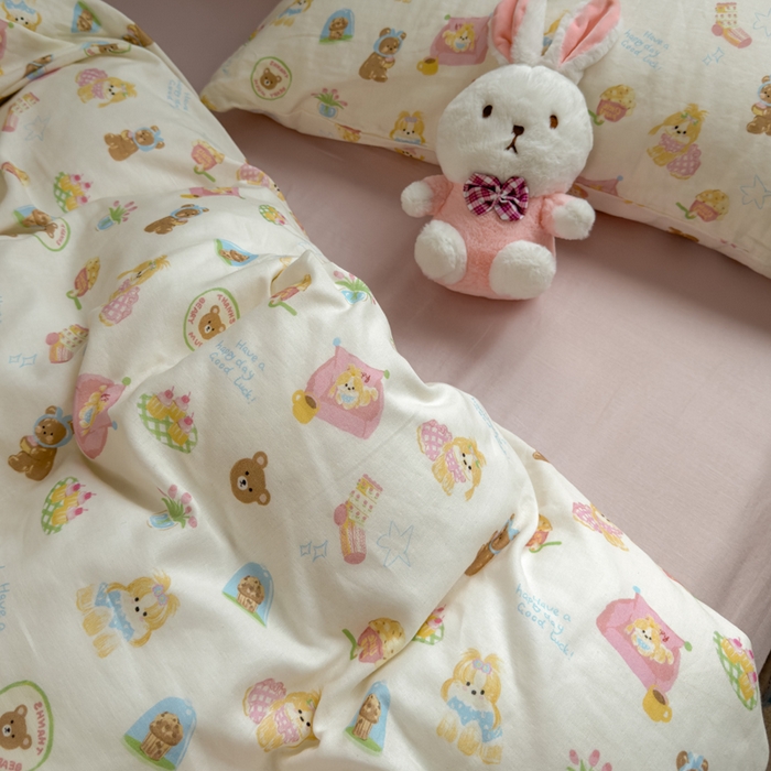 91家纺网 家纺一手货源 找家纺 塔塔家居  2025新款全棉纯棉双层纱床单床笠单品 春日派对