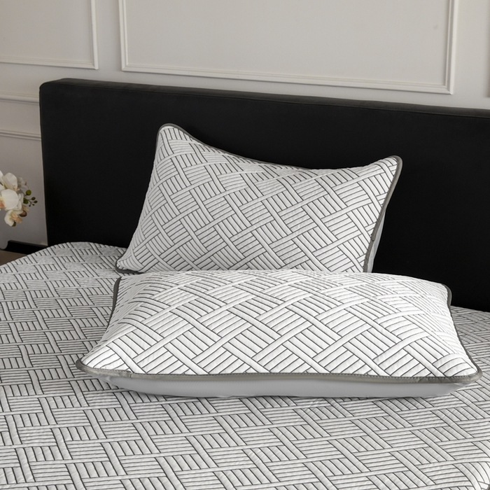 91家纺网 家纺一手货源 找家纺 2025新款韩国外贸爆款加厚PE中分子凉感豆豆软席 时空灰-床笠款