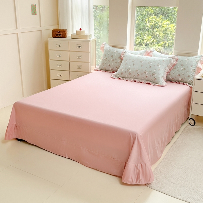 91家纺网 家纺一手货源 找家纺 晨晨家纺2025新款全棉双层花边双层纱四件套 秘密花园