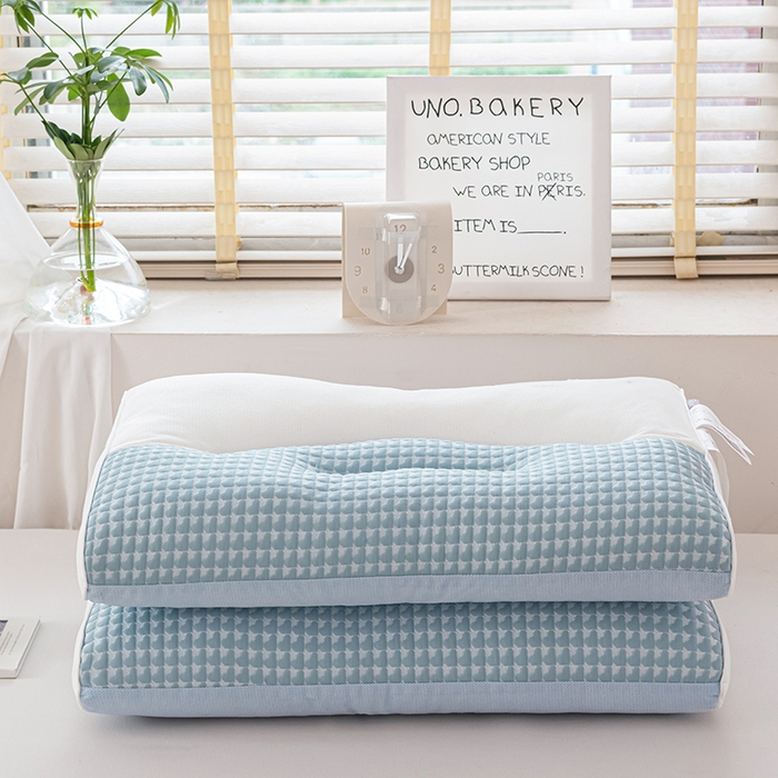 91家纺网 家纺一手货源 找家纺 大熊枕芯 2025新款安颈1号冰豆豆枕芯 安颈1号-蓝