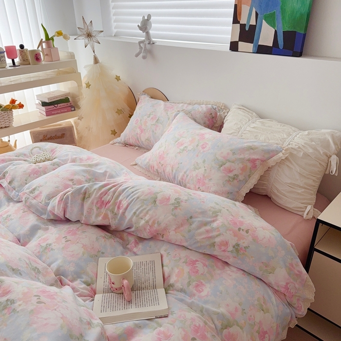 91家纺网 家纺一手货源 找家纺 于果 2025新款全棉双层纱花边款 黎明心境