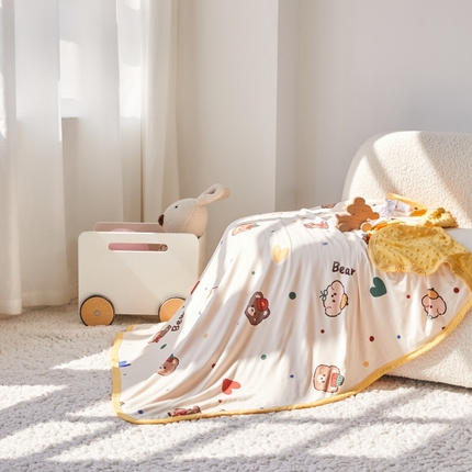 （总）艾佳宝贝 2025新款A类针织豆豆儿童多功能宿舍午睡安抚盖毯