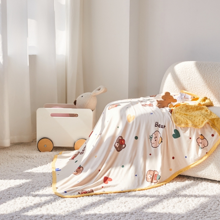 91家纺网 家纺一手货源 找家纺 （总）艾佳宝贝 2025新款A类针织豆豆儿童多功能宿舍午睡安抚盖毯