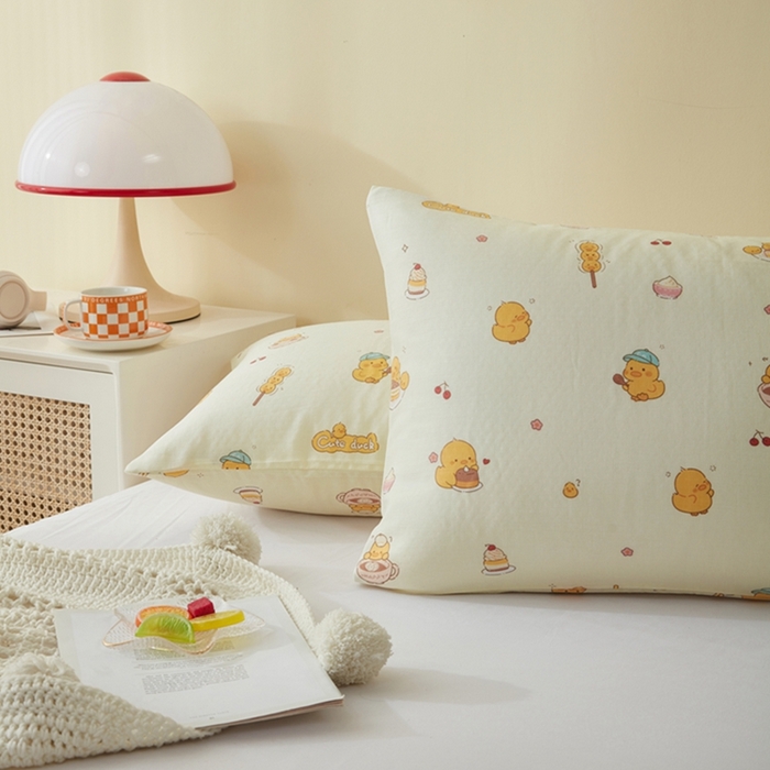 91家纺网 家纺一手货源 找家纺 2025款A类母婴级全棉双层纱枕套_4032 小黄鸭