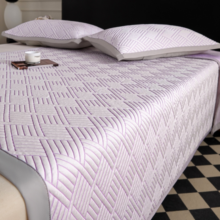 91家纺网 家纺一手货源 找家纺 2025新款韩国外贸爆款加厚PE中分子凉感豆豆软席 时空紫-床席款