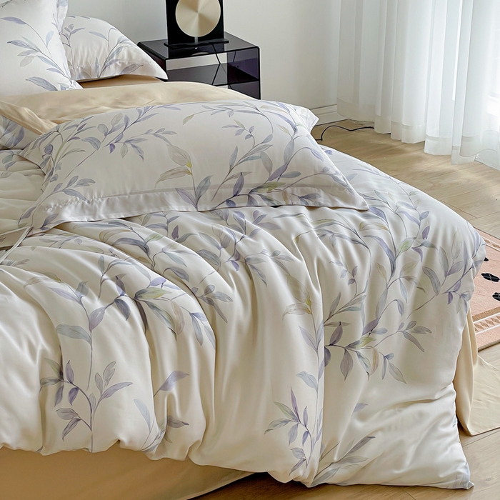 91家纺网 家纺一手货源 找家纺 棉生活家纺 2025新款天丝莱赛尔印花四件套 春晓雨梦