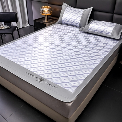 全季家居 2025新款5A抗菌3D立体冰柔凉感冰丝席 格调-天蓝 床笠款