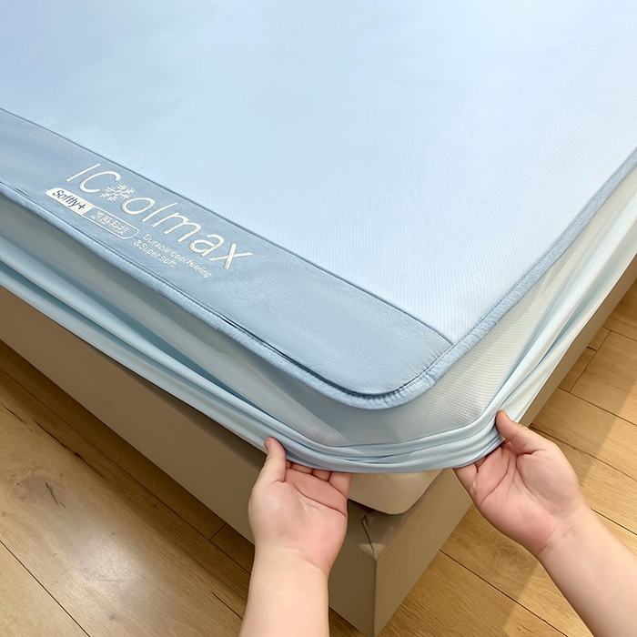 91家纺网 家纺一手货源 找家纺 全季家居 2025新款5A抗菌ICE系列凉感冰丝席 天蓝 床笠款