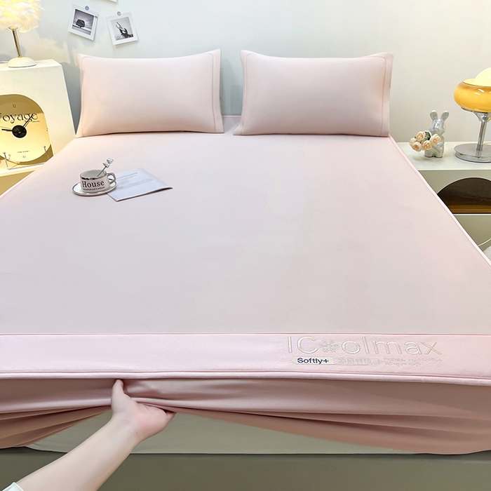 91家纺网 家纺一手货源 找家纺 全季家居 2025新款5A抗菌ICE系列凉感冰丝席 淡粉 床笠款