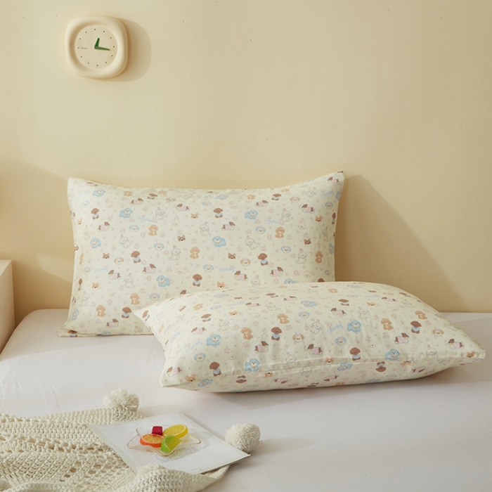 91家纺网 家纺一手货源 找家纺 2025款A类母婴级全棉双层纱枕套_4032 泡芙狗