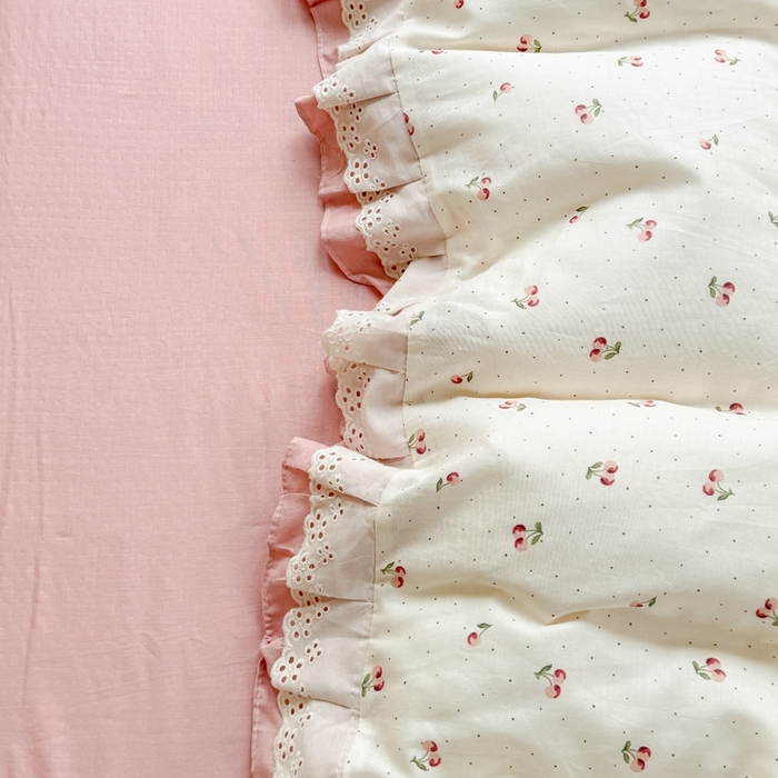 91家纺网 家纺一手货源 找家纺 晨晨家纺2025新款全棉双层花边双层纱四件套 秋实