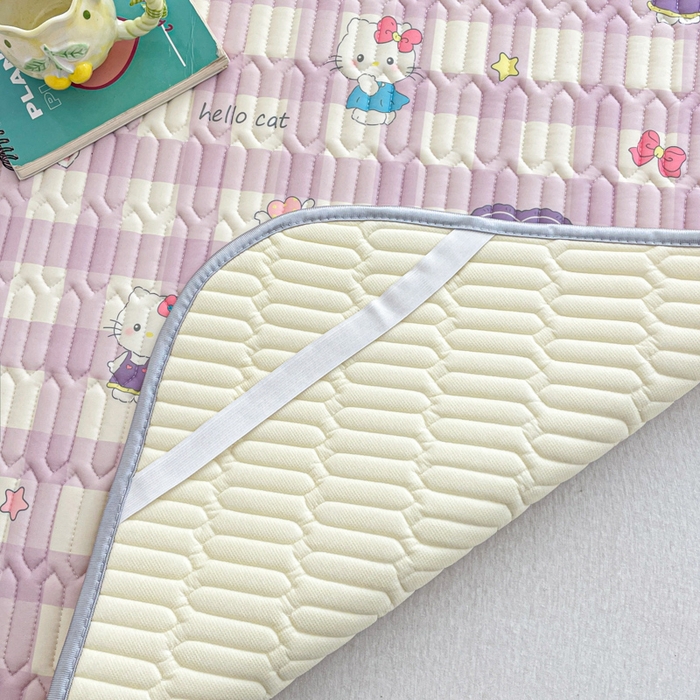 91家纺网 家纺一手货源 找家纺 贝扬思家纺 2025新款亲肤舒适可爱乳胶凉席席子系列 零碎小猫