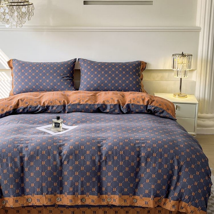 91家纺网 家纺一手货源 找家纺 （总）鲁爱 2025新款全棉色织双层纱纽扣款四件套