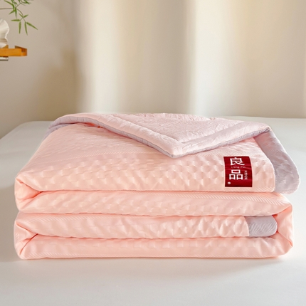 雨洋家纺 2025新款华夫格提花大豆夏被 粉玉