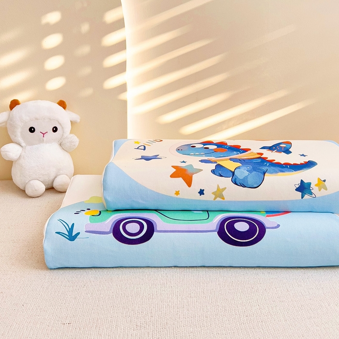 91家纺网 家纺一手货源 找家纺 梵赫 2025新款全棉A类儿童针织棉记忆枕（可拆卸） 太空恐龙 30*50  含芯