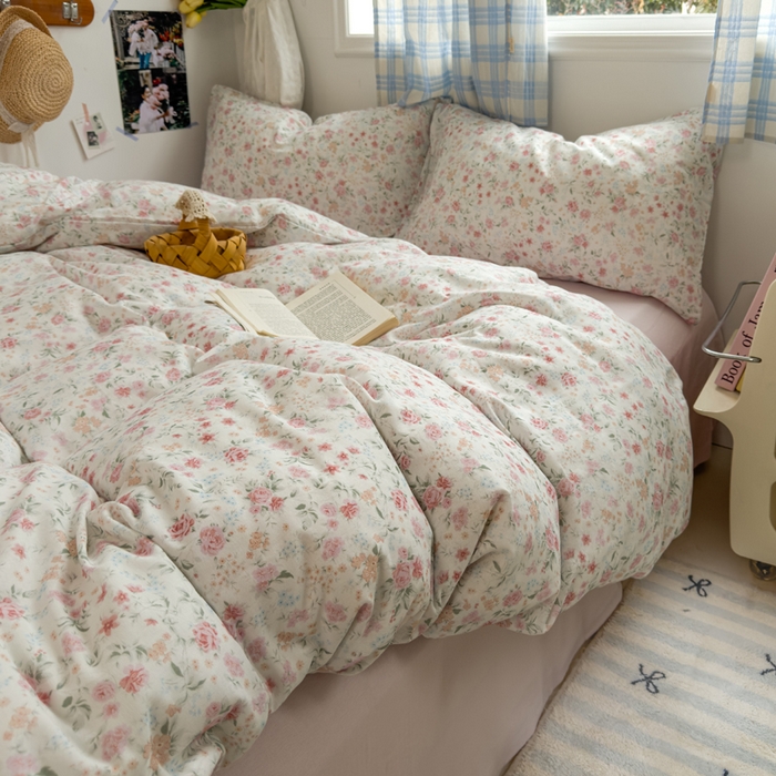 91家纺网 家纺一手货源 找家纺 塔塔家居  2025新款全棉纯棉双层纱四件套 花序