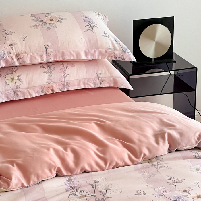 91家纺网 家纺一手货源 找家纺 棉生活家纺 2025新款天丝莱赛尔印花四件套 雅梦