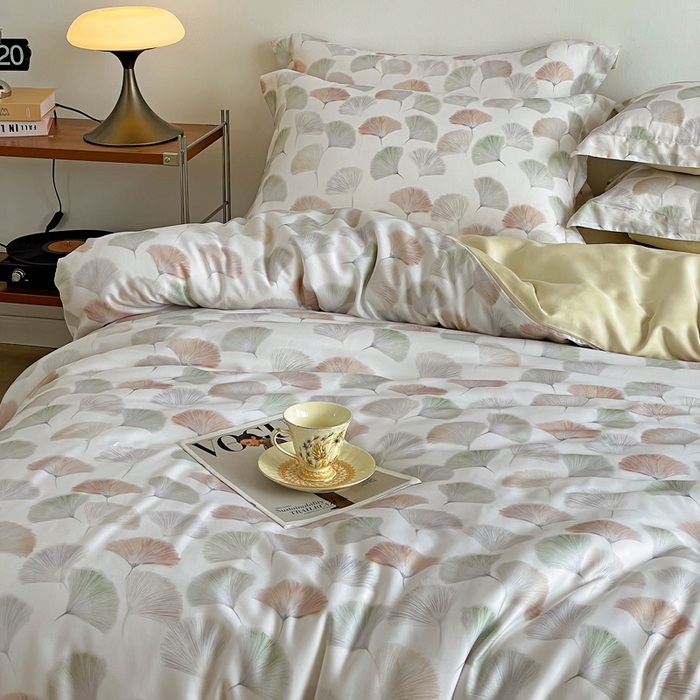 91家纺网 家纺一手货源 找家纺 棉生活家纺 2025新款天丝莱赛尔印花四件套 林间秘信