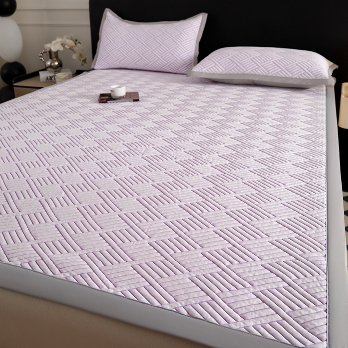 91家纺网 家纺一手货源 找家纺 2025新款韩国外贸爆款加厚PE中分子凉感豆豆软席 时空紫-床席款